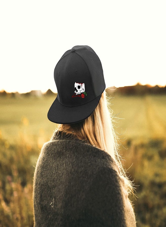 Tijeyi Horror Skull Rose Hat Fashion Reaper Grim Snapback Hats for Men Flat Bill Brim Snap Backpack Trucker Hats Adjustable Men's Horror Baseball Caps - Image 4